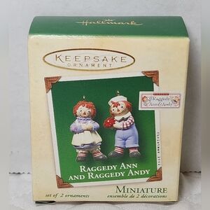 Hallmark 2002 Keepsake Miniature Ornament Raggedy Ann & Raggedy Andy NEW!